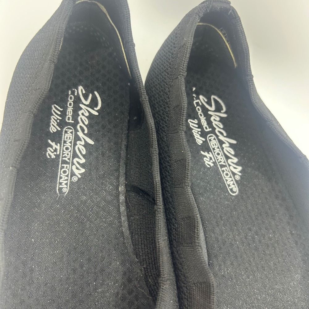 Skechers Cleo 2.0 Love Spell Black Knit Scalloped Ballet Flat Wide Fit 158343W 9 - Picture 2 of 9